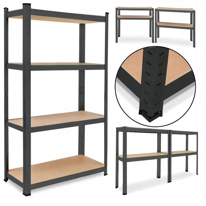 RACK DE RANGEMENT GARAGE NOIR PREMIUM 4 étagères 540kg 150x75x30 SOLIDE
