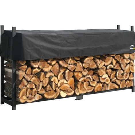 RACK DE RANGEMENT POUR BOIS DE CHAUFFAGE 0,9M³ Couleur Noir 238,3 x 36,3 x 118.9 cm