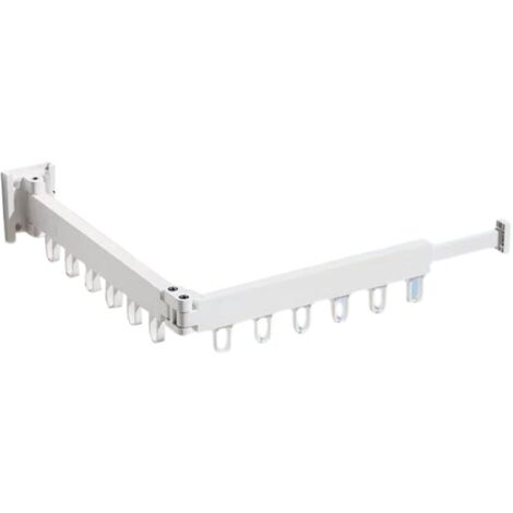 Rack de Séchage de Vêtements Muraux Rétractables avec 12 Anneaux en Aluminium pour Le Cintre en Tissu Blanc Intérieur et Extérieur, Pliable