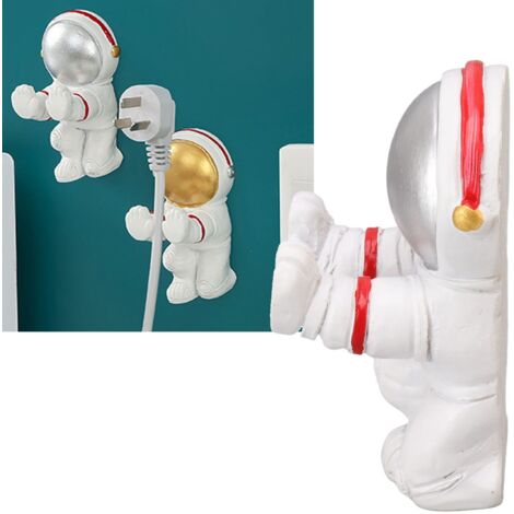 Rack de Stockage de Prises Electriques avec Support Murale Sans Percement, Adhésion Forte et Design Cartoon Ajustable en Résine Argenté pour Plugs et Cordons