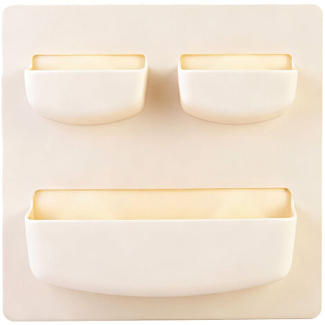 Rack mural pour bain et cuisine - Organisateur horizontal PP 21.5x21.5 cm apricot avec bandes double-face - 250g