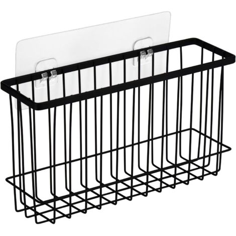 Rack Organisateur Pour Film Et Papier Cuisine - Métal Noir Mat - Adhésif Sans Perçage - 26 x 8 x 14,5 cm - 1 Pièce