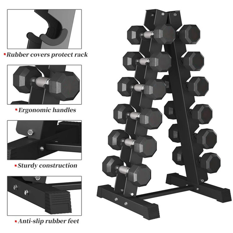 

Rack para mancuernas, Rack para mancuernas para placas de peso, barras y mancuernas - 6 niveles - SkyBlue