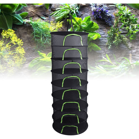 Rack Séchage Herbes 8 Niveaux Respirant Fermeture Zipper Suspension Net Mesh pour Fleurs, Buds, Fish, Ciboulette, Nuts et Plus