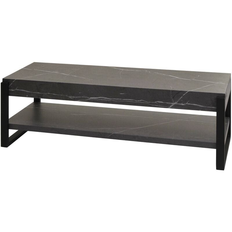 HHG - Rack tv 703, Table tv Lowboard Table tv, métal 42x120x44cm aspect marbre gris - grey