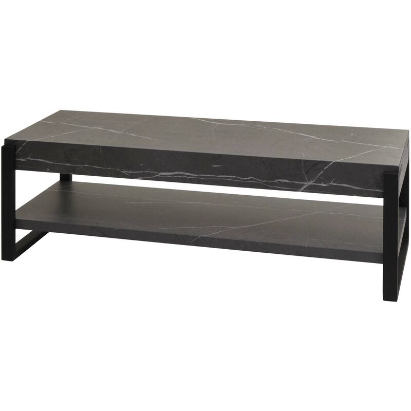 HHG - jamais utilisé] Rack tv 703, Table tv Lowboard Table tv, métal 42x120x44cm aspect marbre gris - grey