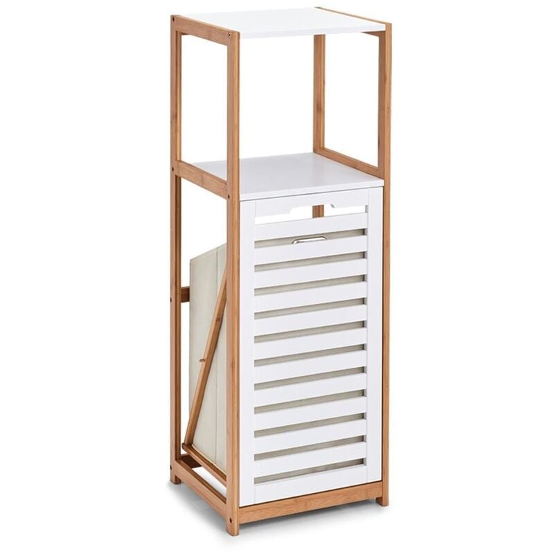 Rack w. Laundry Hamper, bamboo/MDF, white