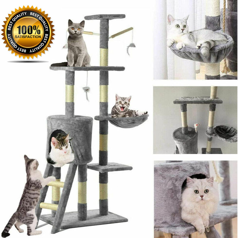 Cat Tree Tower, Cat Condo with Sisal Scratching Post, Multi Level Cat Climbing Frame Indoors, Cat Activity Tree