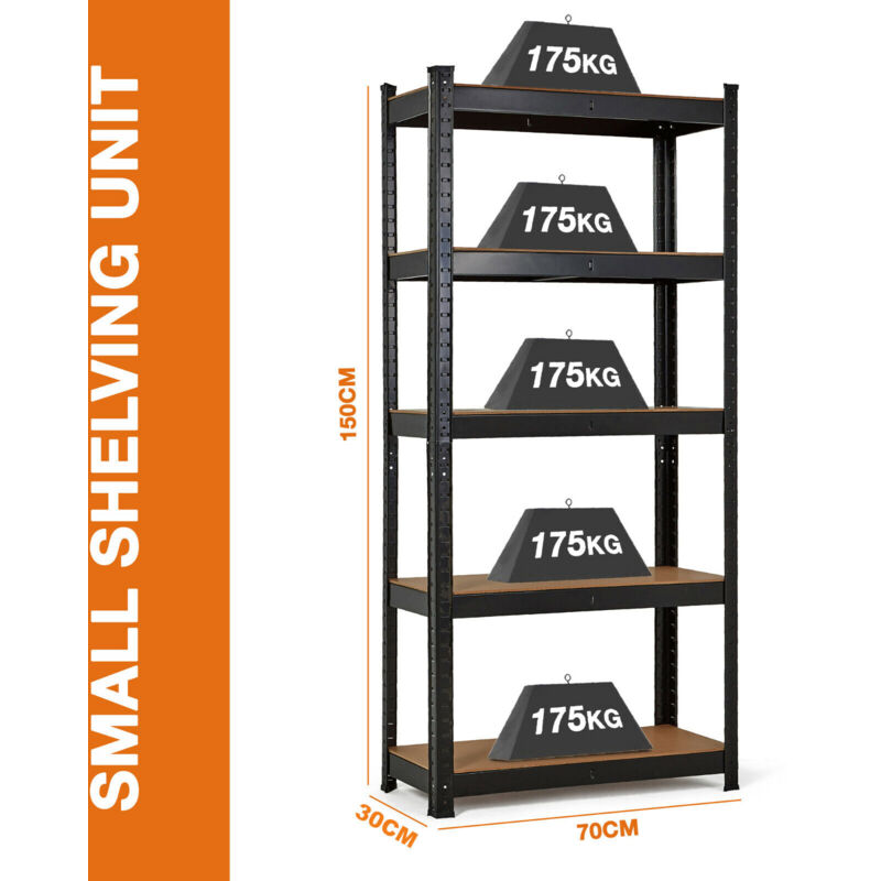 Briefness - Racking Shelving Unit - Garage Warehouse Office Shed Industrial Shelves Heavy Duty Metal Shelf 5 Tier Adjustable Height Boltless Design