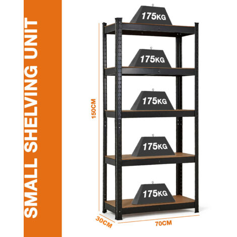 Racking Shelving Unit - Garage Warehouse Office Shed Industrial Shelves Heavy Duty Metal Shelf 5 Tier Adjustable Height Boltless Design Easy to Assemble, 180x90x40cm