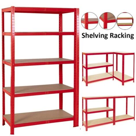 Racking Shelving Unit - Garage Warehouse Office Shed Industrial Shelves Heavy Duty Metal Shelf 5 Tier Adjustable Height Boltless Design Easy to Assemble