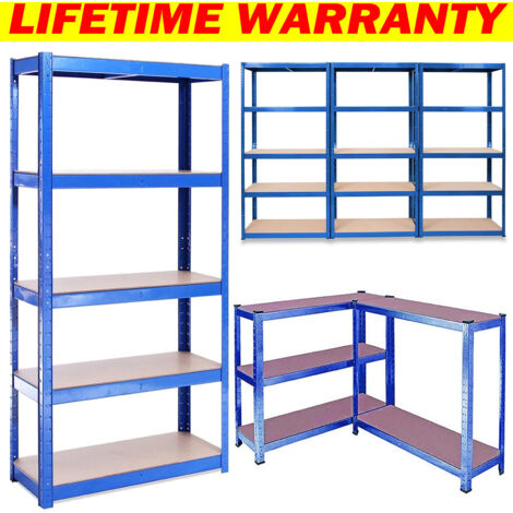 Racking Shelving Unit Garage Warehouse Office Shed Industrial Shelves Heavy Duty Metal Shelf 5 Tier Adjustable Height Boltless Design Easy to Assemble Large 180x90x40cm