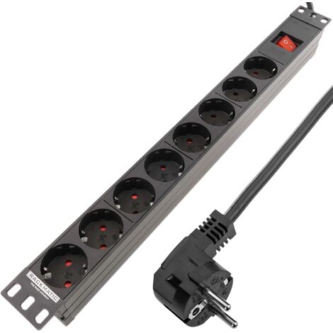 RackMatic - Bloc d'alimentation pour rack 19 avec 8 schuko et interrupteur