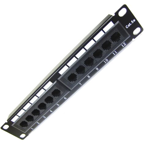 RackMatic - Panneau de brassage 10" pour serveur rack Patch panel 12-Port RJ45 Cat.5e UTP 1U