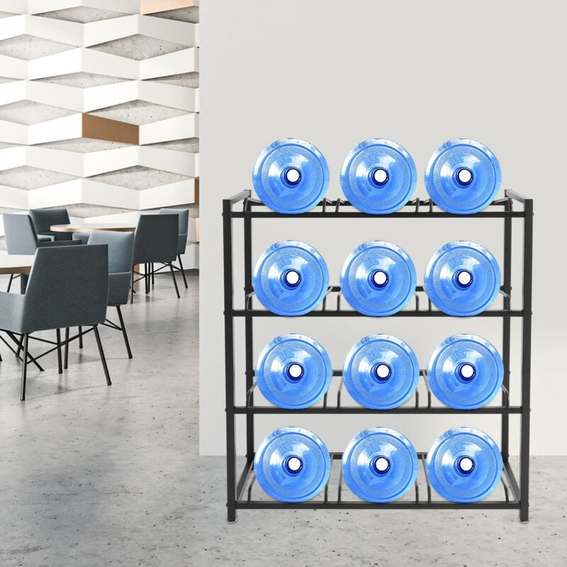 Senderpick - Racks à seaux Racks à seaux 3 rangées 4 étages Racks de stockage de seaux 12 seaux 2525 Poteau épais noir