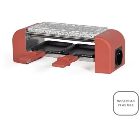 Raclette 2 personnes connectable - LIVOO - DOC310R - 450W - 2 personnes - Thermostat automatique - 2 spatules en bois et 2 caquelons