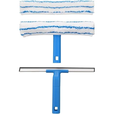 Raclette à vitre Professionnelle(30cm), Lave-vitre avec Raclette Silicone et Brosse Microfibre, Kit de Nettoyage de Vitres pour Salle de Bain, Douche, Voiture, Fenêtres
