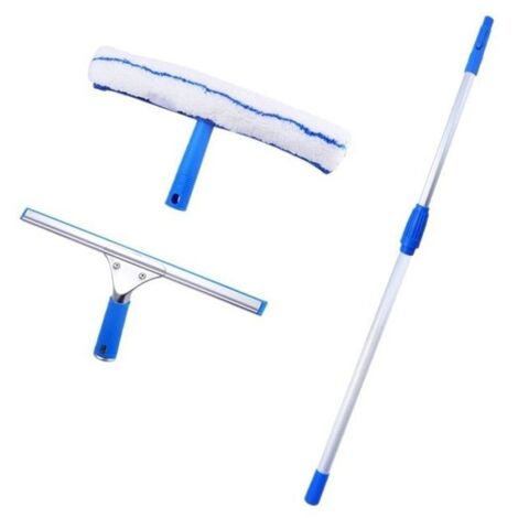 Raclette à vitre Professionnelle(35cm) - 80-120cm - Lave-vitre avec Raclette Silicone et Brosse Microfibre, pour Salle de Bain
