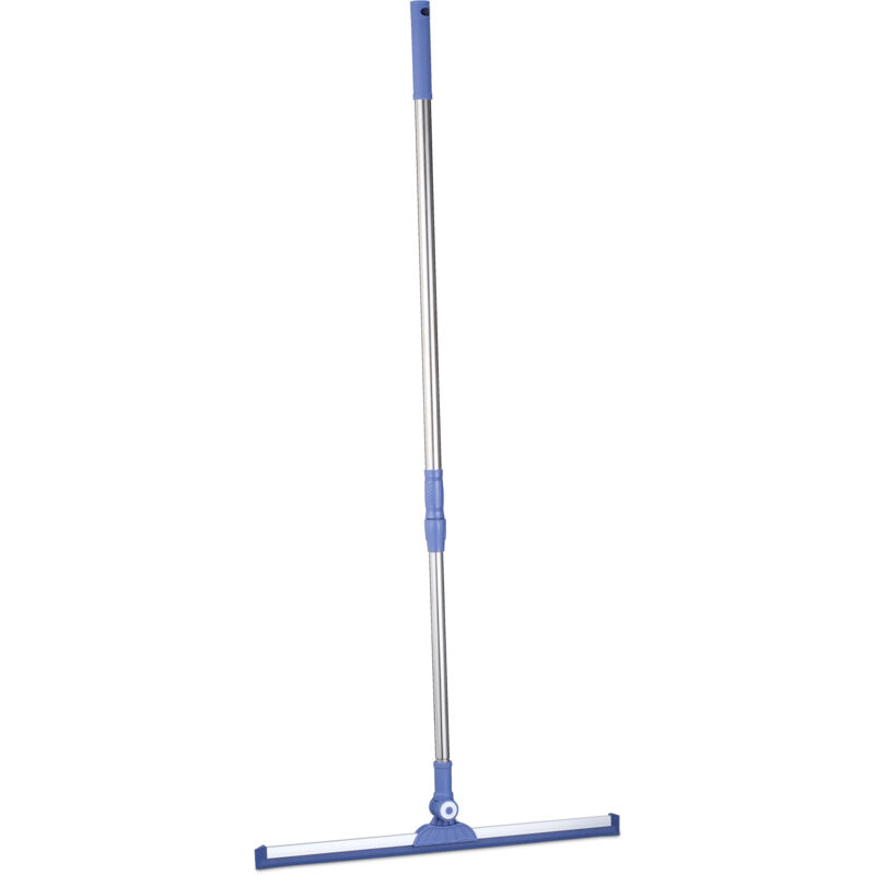 Relaxdays - Raclette avec manche télescopique, HxL : 84–135x52 cm, lèvre en caoutchouc, acier inoxydable, argenté - bleu