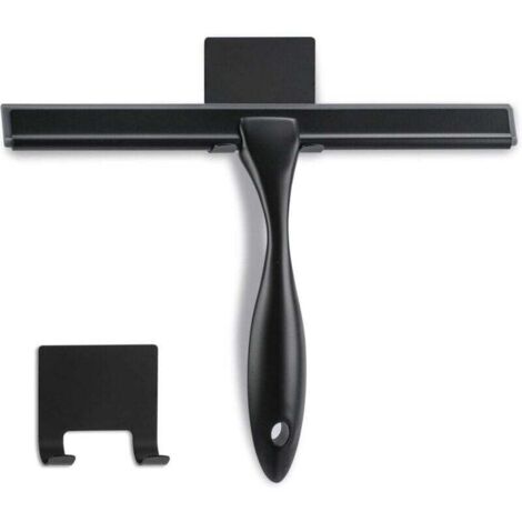 Raclette de douche - 25.4 cm - Noir mat - Raclette multifonction en acier inoxydable pour salle de bain. portes de douche. miroirs. carreaux et fenêtres de voiture - 100 % sans rayures.