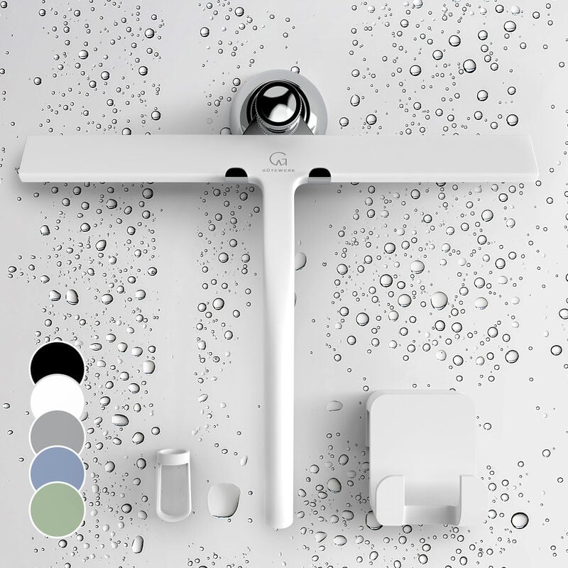 Raclette de douche Blaze 28 cm Couverture en silicone Noyau en acier inoxydable Design moderne - Blanc