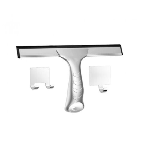 Raclette de Douche en Acier Inoxydable, 25,4 x 13,2 cm, Avec Crochet Adhésif, Idéale pour Vitres et Salle de Bain