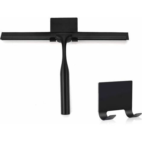 Raclette de douche en acier inoxydable pour vitres de salle de bain, voiture, cuisine (noir)