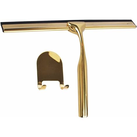 Raclette de douche en acier inoxydable raclettes de fenêtre en verre poignée de coupe antidérapante pour miroir de porte de salle de bain verre de voiture avec crochet, raclettes de douche dorées