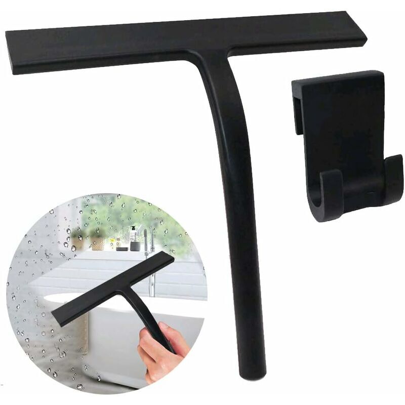 Briller - Raclette de Douche en Silicone Raclette de Vitre Noire Raclette Salle de Bain Raclette de Fenêtre 21.6CM pour Nettoyer Les Carreaux de