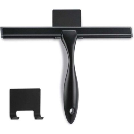 Raclette De Douche Multifonction 25,4 Cm Noir Mat Acier Inoxydable Sans Rayures Salle De Bain Miroirs Carreaux