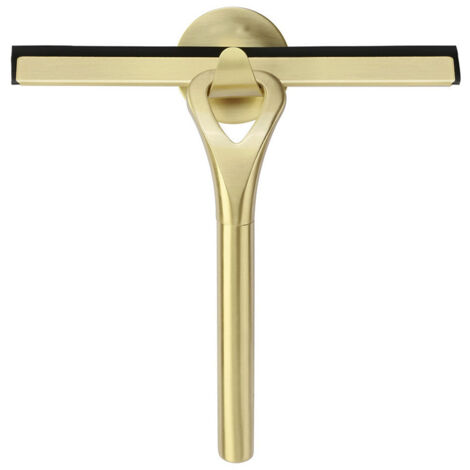 Raclette de douche, raclette de fenêtre en acier inoxydable doré raclette de douche avec support sans perçage pour miroir, salle de bain, fenêtre, sol, verre