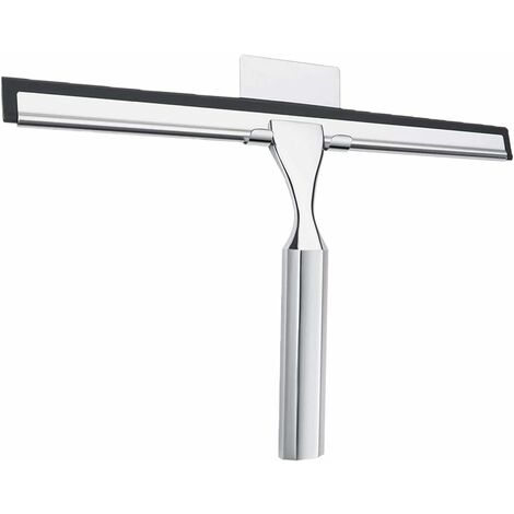 Raclette de douche, raclette en acier inoxydable pour douche avec poignée antidérapante, raclette en verre polyvalente pour chambre, porte de douche, fenêtre, vitre de voiture, lame de 10 pouces poign