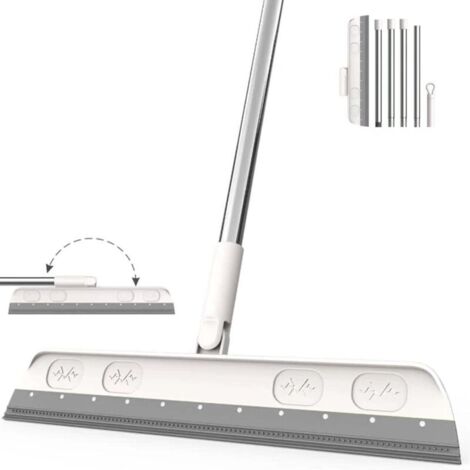 Raclette de sol, 120 cm, raclette de douche, manche long, raclette de fenêtre avec manche, raclette à eau (gris)