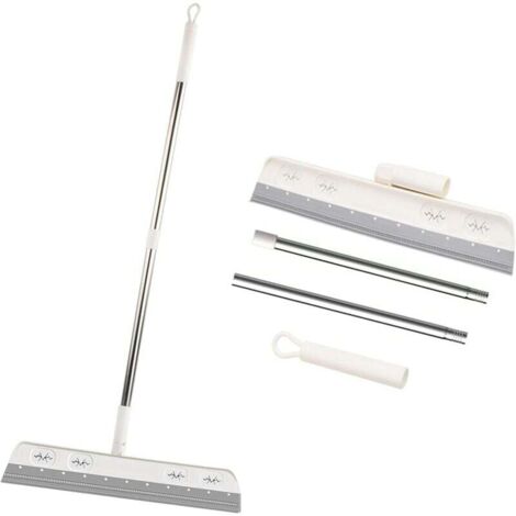 SUNXURY Raclette de Sol en Silicone, Laveur à Raclette à Eau Amovible, Mousse Balai pour Nettoyage de l'eau, Balai Raclette Sol avec Caoutchouc Manche Télescopique Vitre Douche, Raclette Salle de Bain