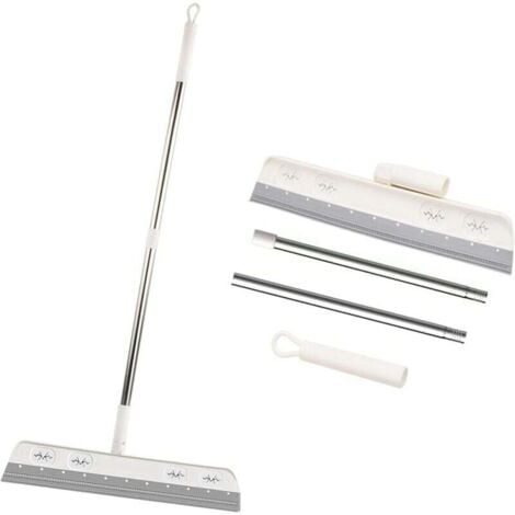 SUNXURY Raclette de Sol en Silicone, Laveur à Raclette à Eau Amovible, Mousse Balai pour Nettoyage de l'eau, Balai Raclette Sol avec Caoutchouc Manche Télescopique Vitre Douche, Raclette Salle de Bain