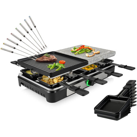 Raclette Gerät wendbare Stein-& Grillplatte für 8 Personen, Teppan Gabeln 1400W