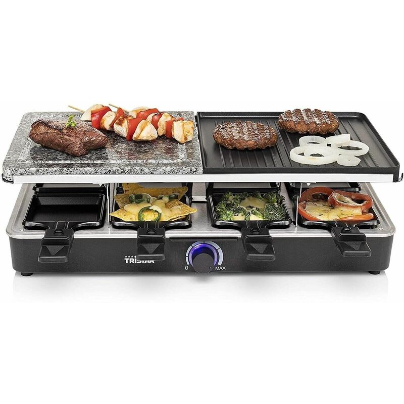 Image of Royal_shopping - Raclette Griglia Elettrica Piastra Formaggio Fuso Grill Pietra 8 Raclette 1400W