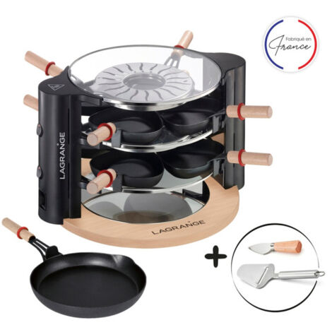 Raclette Lagrange Evolution avec accessoires 149012 900 W Noir et Bois