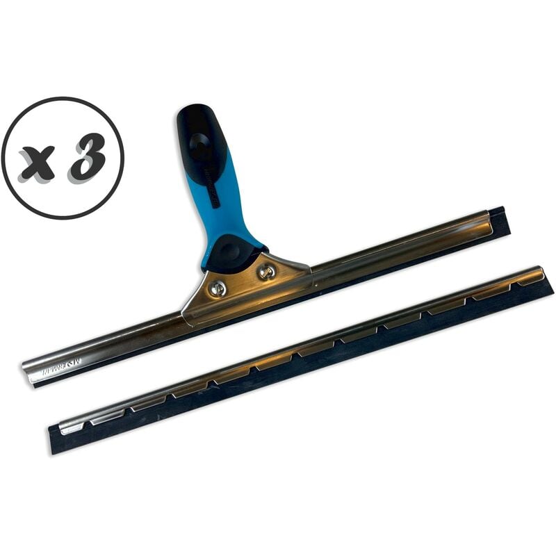 Raclette lave-vitre en inox Moerman Qualité hyper-pro - Quantité x 3 - Longueur 35 cm