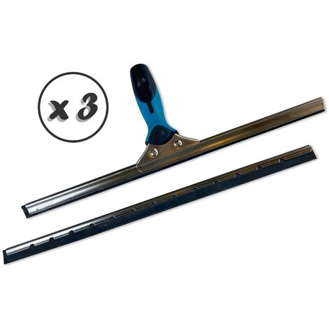 Raclette lave-vitre en inox Moerman  Qualité hyper-pro - Quantité x 3 - Longueur 45 cm