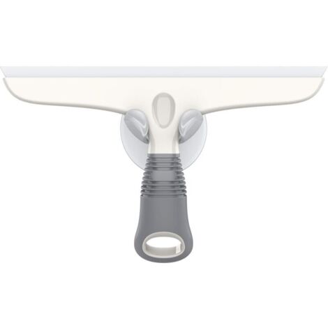 Raclette Multifonction pour fenêtre, Verre, Porte de Douche, Voiture, Brosse à récurer Robuste avec Crochet à Ventouse Inclus, 25,4 cm, Blanc et Gris