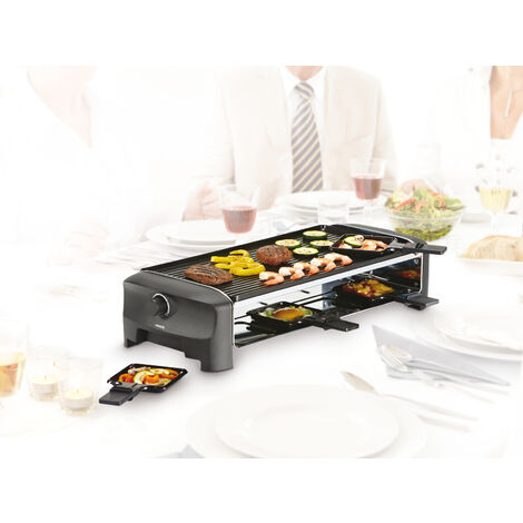 RACLETTE Partygrill eckig für 8 Personen mit durchlaufender Grillplatte 1400Watt