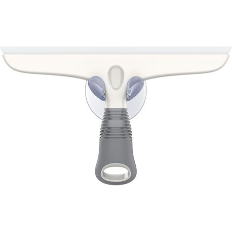 Raclette Vitre Silicone avec Support Ventouse, Raclette Vitre Professionnel pour Pare-Brise de Voiture, Fenêtre, Porte de Douche, Salle de Bain, Blanc et Gris