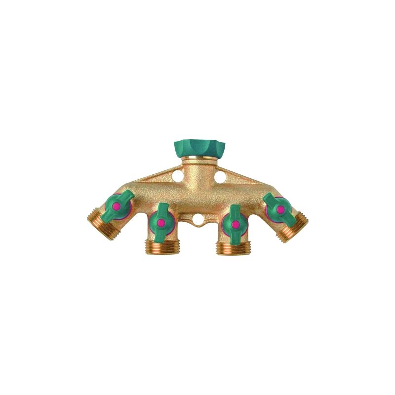 Nez de robinet 4 voies laiton bi matière 20x27 (3/4')