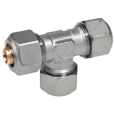 Racor en T Giacomini 26x3 mm con adaptadores para multicapa R564MX062