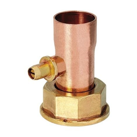 Racor loco con purgador soldado para gas - HECAPO Medidas: Ø18mm x 1/2"