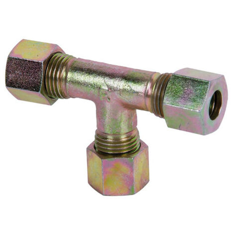 Racor Metálico "T" con anillos de cierre                 Tubo 8mm - Rosca 14 x 1.5