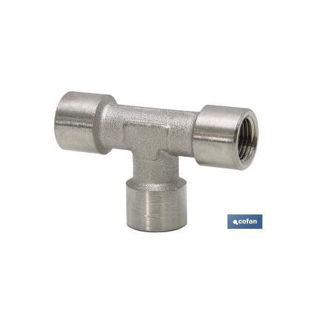 Racor metálico T Hembra Latón Niquelado                 Medida rosca 3/8"