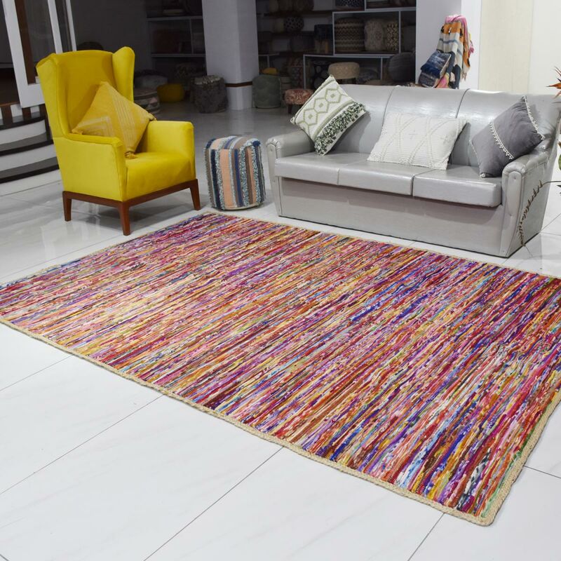 

Letina reciclada alfombra de kilim en tela reciclada multicolor - Multicolore