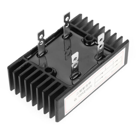 Raddrizzatore a ponte da 100 A, 1 pz. Raddrizzatore a ponte a diodi bifase da 100 A, 1600 V. Generatore di diodi ad alta potenza, nero. Raddrizzatore a ponte da 1600 V.